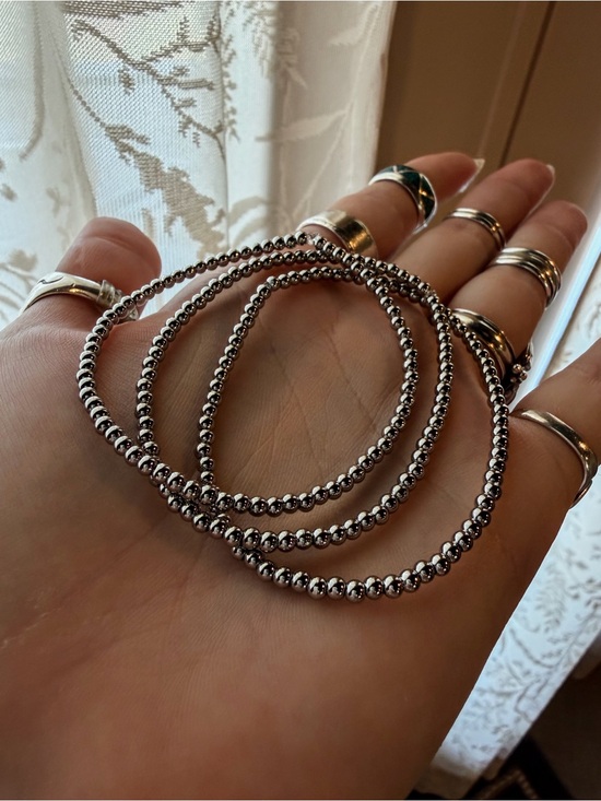 Handmade Jewelry - Stainless Steel Stretch Bracelets Set of 3 - 3mm Pearls